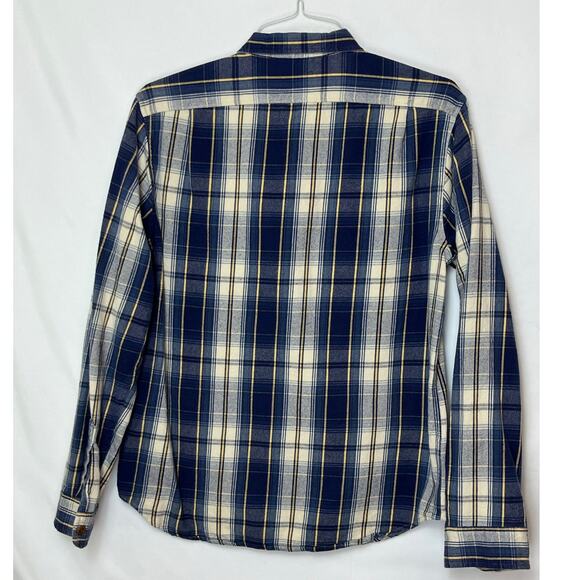 J. Crew Men’s Large Blue Yellow Plaid Slim Fit Flannel Long Sleeve Button Shirt - Picture 2 of 7